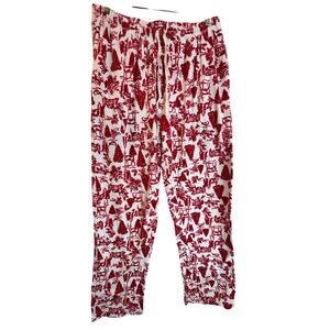 Burts Bees Baby Christmas Toile Organic Cotton Pajama Pants Womens Large Woods